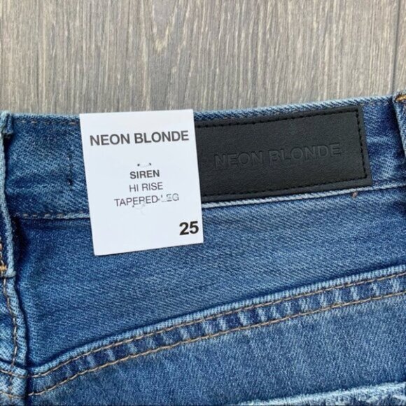 Free People Neon Blonde Jeans Siren High Rise Tapered Straight leg Distressed - Picture 12 of 16